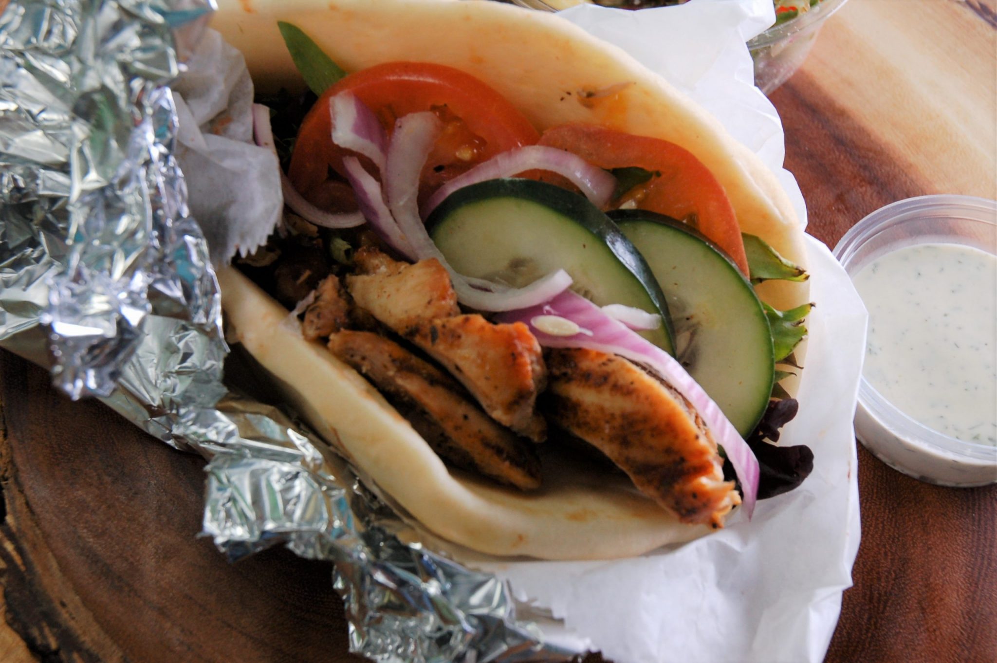 Greek Chicken Flatbread Box Lunch Aynie's Catering