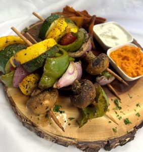 Grilled Vegetable Skewers with Pita Chips