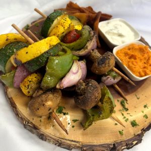 Grilled Vegetable Skewers with Pita Chips