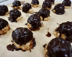 Coconut Macaroon dipped in Chocolate
