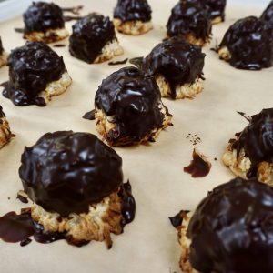 Coconut Macaroon dipped in Chocolate