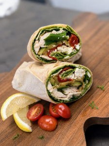 Mediterranean Veggie Wrap with Roast Chicken